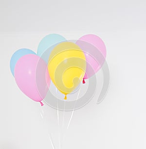 Colorful party balloons background. on white. Copy space