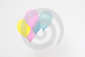 Colorful party balloons background. on white. Copy space