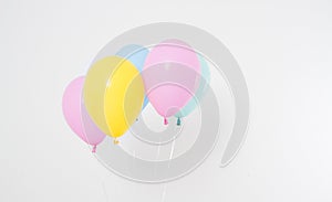 Colorful party balloons background. on white. Copy space