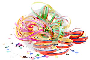 Colorful party streamers and confetti