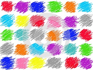 Colorful pastel doodle line drawing isolate on white background. Color crayon illustration.