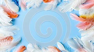 Colorful pastel feather background with soft texture for Easter decor