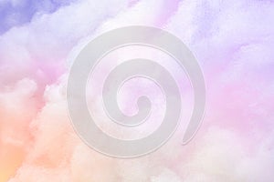 Colorful pastel fluffy cotton candy, clouds background, soft color sweet candyfloss, abstract high resolution texture. Sky backgro