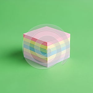 Colorful Pastel Sticky Notes Stack on Green Background