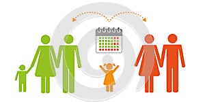 Colorful patchwork family time management pictogram