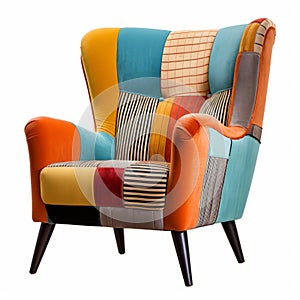 Colorful Patchwork Upholstered Chair: Retro Chic With A Modern Twist