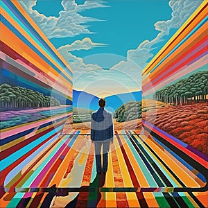 Colorful Path: A Captivating Op Art Illusion Painting