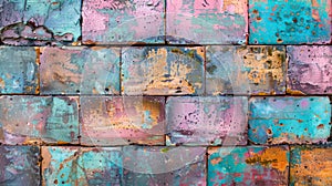 Colorful patina texture of the surface material of concrete blocks photo