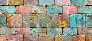 Colorful patina texture of the surface material of concrete blocks photo