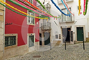 Colorful patio in Lisbon