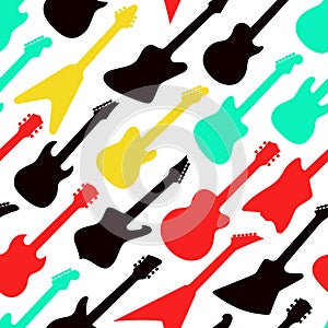 Colorful pattern with different shapes guitars