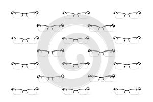 Colorful pattern of glasses on a white background top view