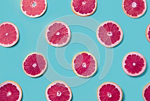 Colorful pattern of grapefruit slices