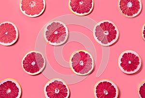 Colorful pattern of grapefruit slices