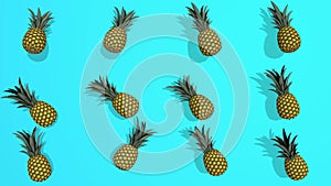 Colorful pattern with pineapples 3D elements, video footage 4K loopable
