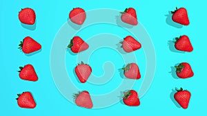 Colorful pattern with strawberries fruits 3D elements, video footage 4K loopable