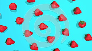Colorful pattern with strawberries fruits 3D elements, video footage 4K loopable