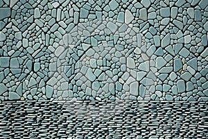 patterned surface of a brick wall.