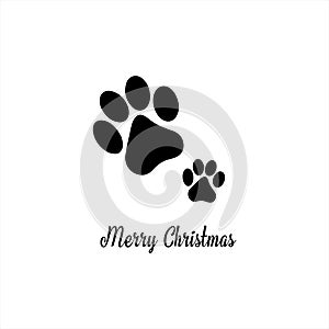 Colorful paw print christmas greeting card