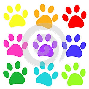 Colorful Paw print pattern vector illustration wallpaper