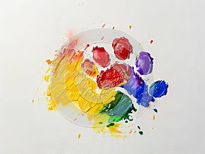 A colorful paw print on white background