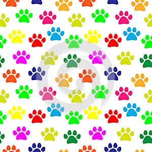 Colorful paw prints pattern vector illustration. Eps10