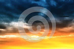 peaceful sunset with red-tinted clouds. Sky Background or texture photo