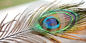 Colorful peacock feather macro shot photo