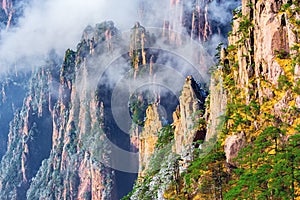 Colorful peaks of Huangshan National park.