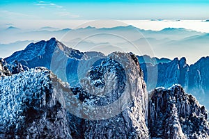 Colorful peaks of Huangshan National park.