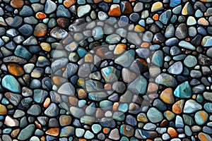 Colorful pebble stone wall texture background for interior and exterior design