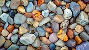 Colorful pebble texture for background, small stones in varying shades