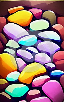 Colorful pebbles - abstract digital art