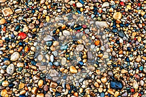 Colorful Pebbles on Shore