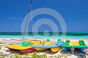 Colorful pedal boats, Cayo Levisa Cuba