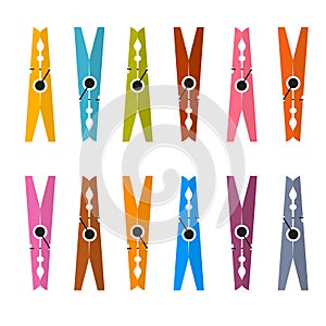 Colorful Pegs Set Vector Illustration