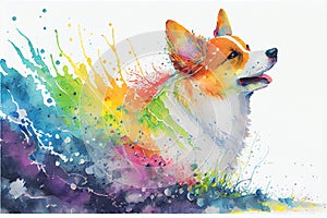 Colorful Pembroke Welsh Corgi dog painting