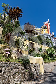 Colorful Pena National Palace in Sintra, Portugal.