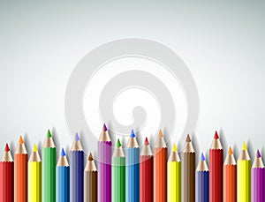 Colorful pencil with copy space on whtie background photo