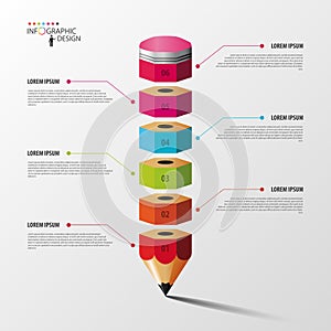 Colorful pencil Infographics step option. Vector.