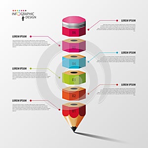 Colorful pencil Infographics step option. Vector. photo