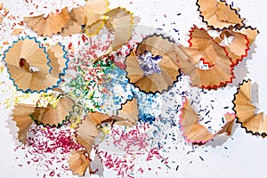 Colorful pencil shavings