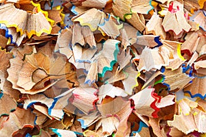 Colorful pencil shavings for background