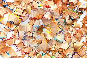 Colorful pencil shavings for background