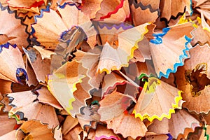 Colorful pencil shavings for background