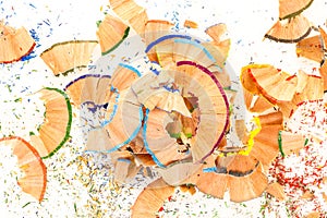 Colorful pencil shavings