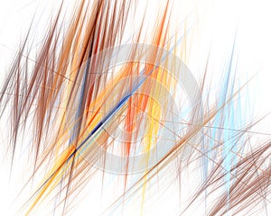 Colorful pencil strokes and hatches on white background.