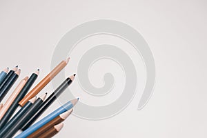 Colorful pencil on white background for school design