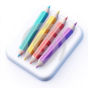 Vibrant Colored Pencils Arranged on White Background, Creative Art Supplies photo
