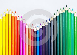 Colorful pencils in an array